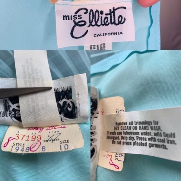 Miss Elliette California 60s Chiffon Dress and Cape VNTG Style 1948B Sky Blue 10 - Picture 11 of 13